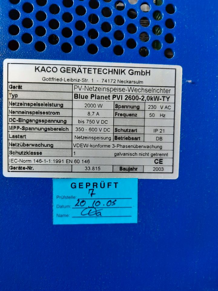 DEFEKTER   KACO Wechselrichter Blue Planet PVI 2600  2,0kW in Langenbach