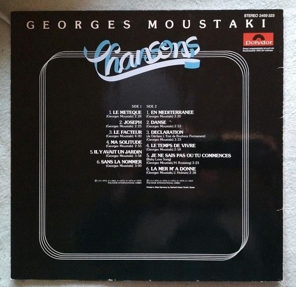 Georges Moustaki,, Chansons,, Album, Schallplatte, LP in Aken