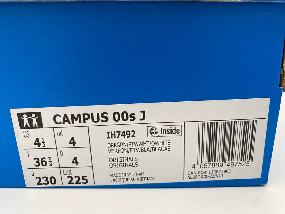 Adidas Campus 00s J Grün EU 36 2/3 Damensneaker Neu in Filderstadt