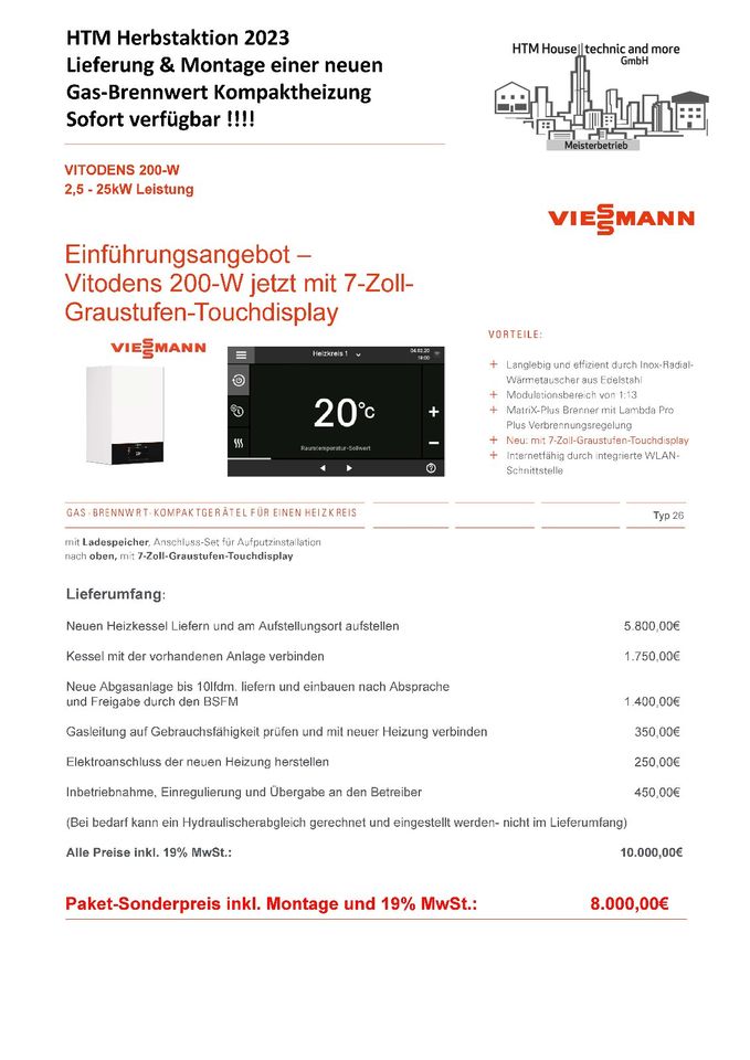 Viessmann Vitodens 200-W inkl. Lieferung & Montage ! Sofort ! in Offenbach