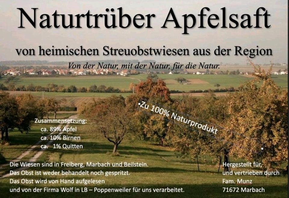 Apfelsaft naturtrüb 5 Liter Bioqualität in Marbach am Neckar