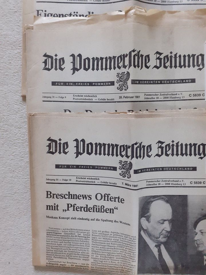 Alte Ausgaben "Pommersche Zeitung" in Amstetten