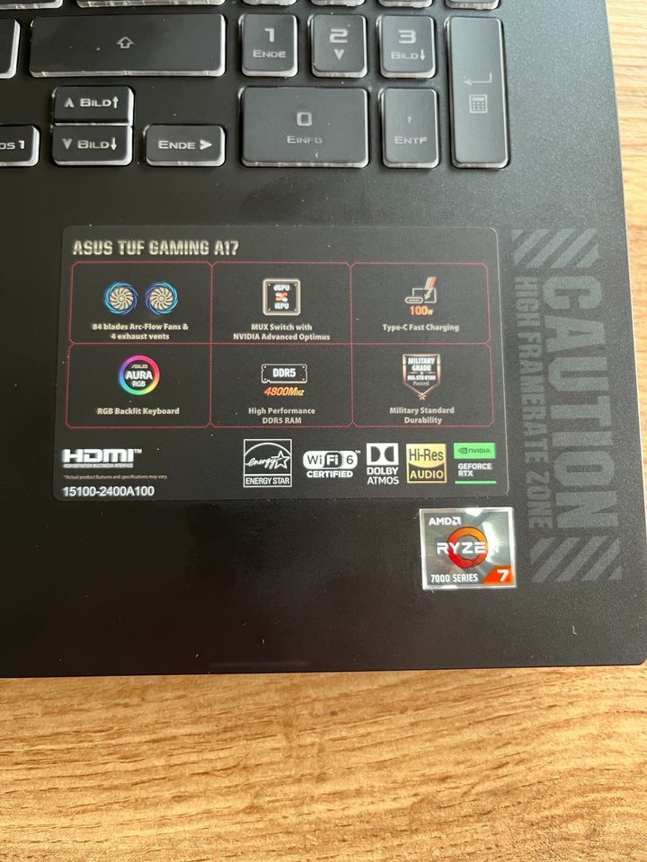 ASUS TUF Gaming 17,3“ Ryzen 7 64 GB RAM 4 TB SSD RTX 4050 in Seedorf (bei Zeven)