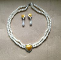 Modeschmuck Perlenkette mit Ohrringen Herzbrosche Halskette Süd - Niederrad Vorschau