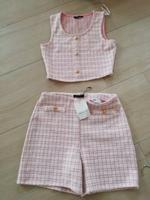Zweiteiler Boucle Optik Karo rose Mohito  kurze Hose Bayern - Olching Vorschau