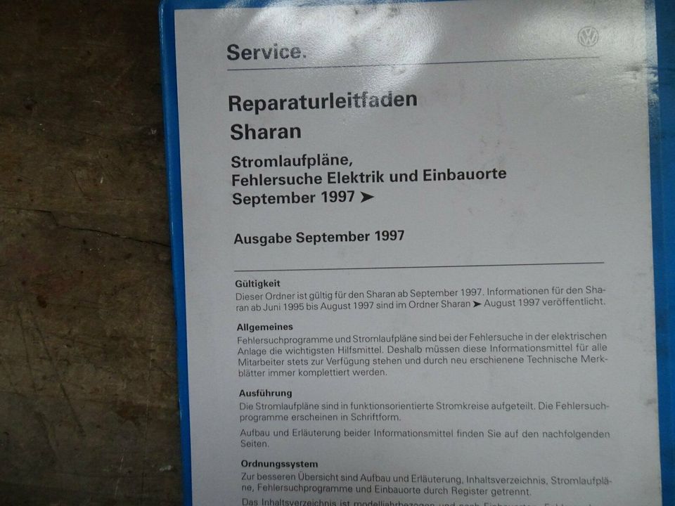 VW Sharan ab 1995–1997 Reparaturleitfaden Stromlaufplan in Süderhastedt