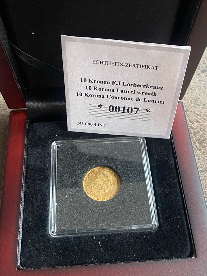 10 Kronen Goldmünze Kaiser F.J. Lorbeerkranz in Rendsburg