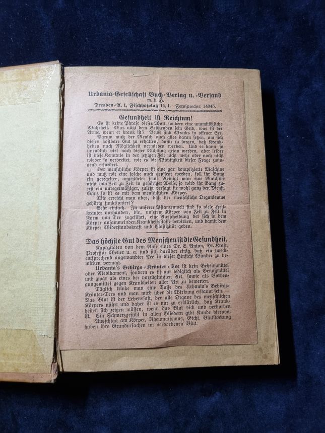 Das Buch der Kräuter, Antiquarisch, 1920, Otto Brunnsfels, Hrsg. in Krefeld