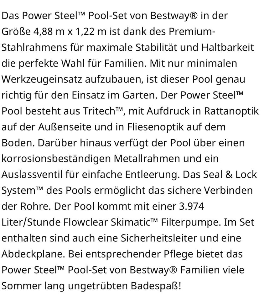 Bestway Runder Power Steel Pool 488 x 122 in Bornheim