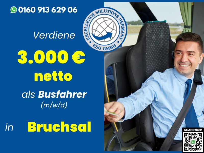 Busfahrer 3.000 € NETTO FS Kl. D/DE in Bruchsal m/w/d in Karlsruhe