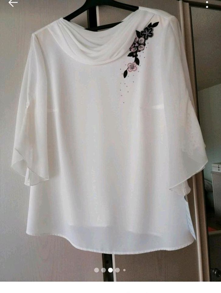 Neu 75€ Party Bluse Tunika Shirt Spitze weiß schick in Emmendingen