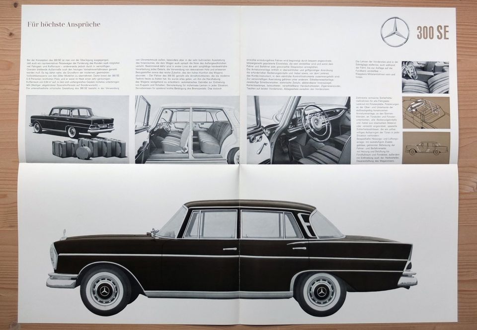 Autoprospekt PKW: Mercedes 300SE W112 von 1961 in Oberammergau