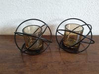 2 Teelichthalter aus Glas im schwarzen Metallständer Bayern - Salzweg Vorschau
