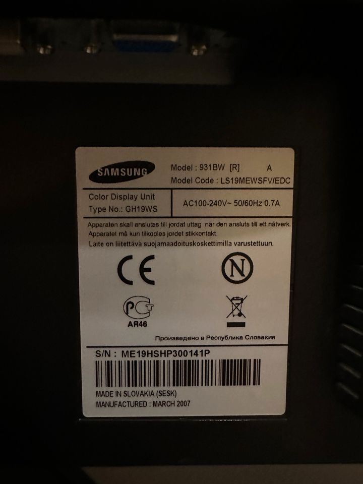 Samsung Monitor SyncMaster 931BW Monitor 19 Zoll, (48cm) in Hessisch Lichtenau