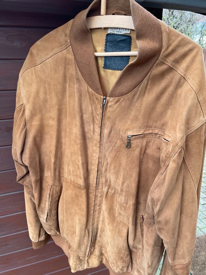 Lederjacke Herren weich S Bündchen hellbraun cognac Blouson in Willich