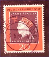 Bund MiNr. 307 Einzelmarke Jacob Fugger Ausgabe 1959 Sachsen - Pirna Vorschau