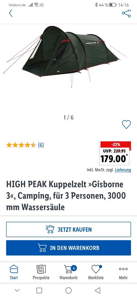 High Peak Gisborne Kuppelzelt unbenutzt, OVP Zelt Camping in  Nordrhein-Westfalen - Selfkant | eBay Kleinanzeigen ist jetzt Kleinanzeigen