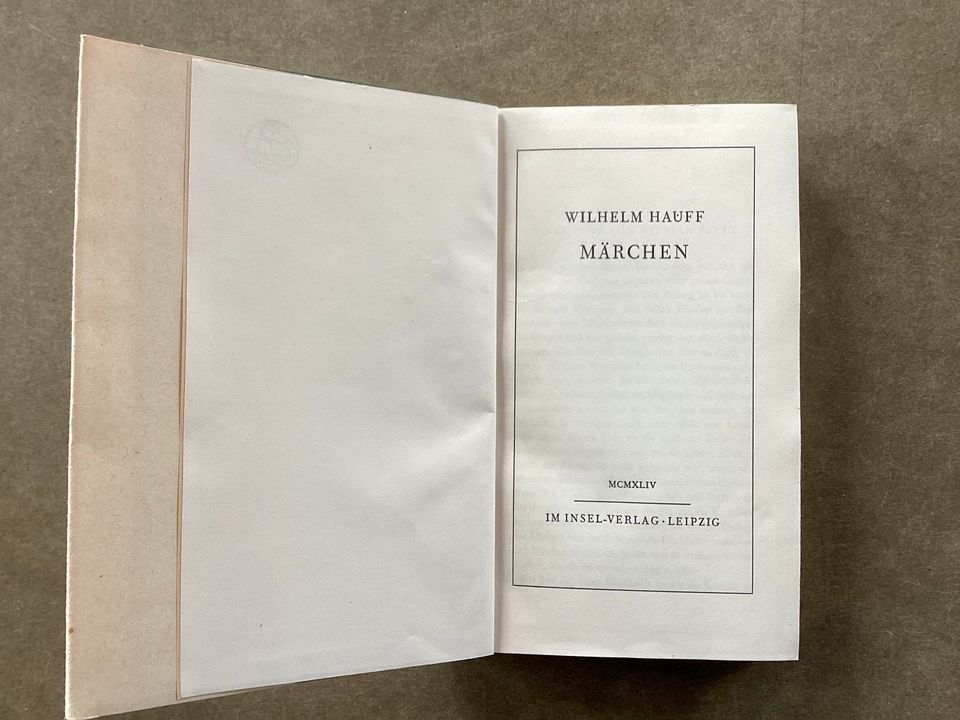 Wilhelm Hauff Märchen 1944 Insel Verlag Leipzig Buch Antiquariat in Ustersbach