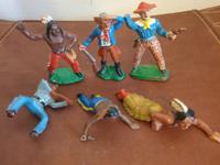 6x DDR indianer Cowboy  spielfiguren gummi Sachsen-Anhalt - Weißenfels Vorschau