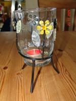 Windlicht Glas in filigranem Metallständer Blumendekor Schleswig-Holstein - Laboe Vorschau