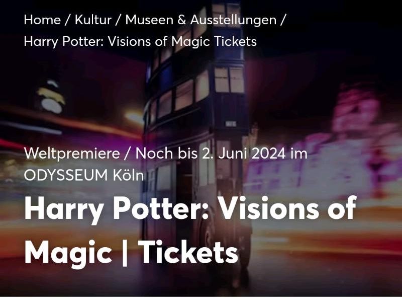 2 Tickets Harry Potter - Visions of Magic in Köln am 16. April in Herne