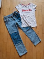 Jeans H&M 134 straight patches blau 128 Bench T-Shirt weiß Set Thüringen - Erfurt Vorschau