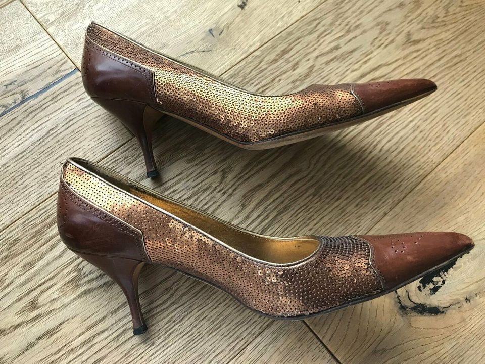 Prada Pumps Pailetten gold braun 37,5 guter Zustand in Hösbach