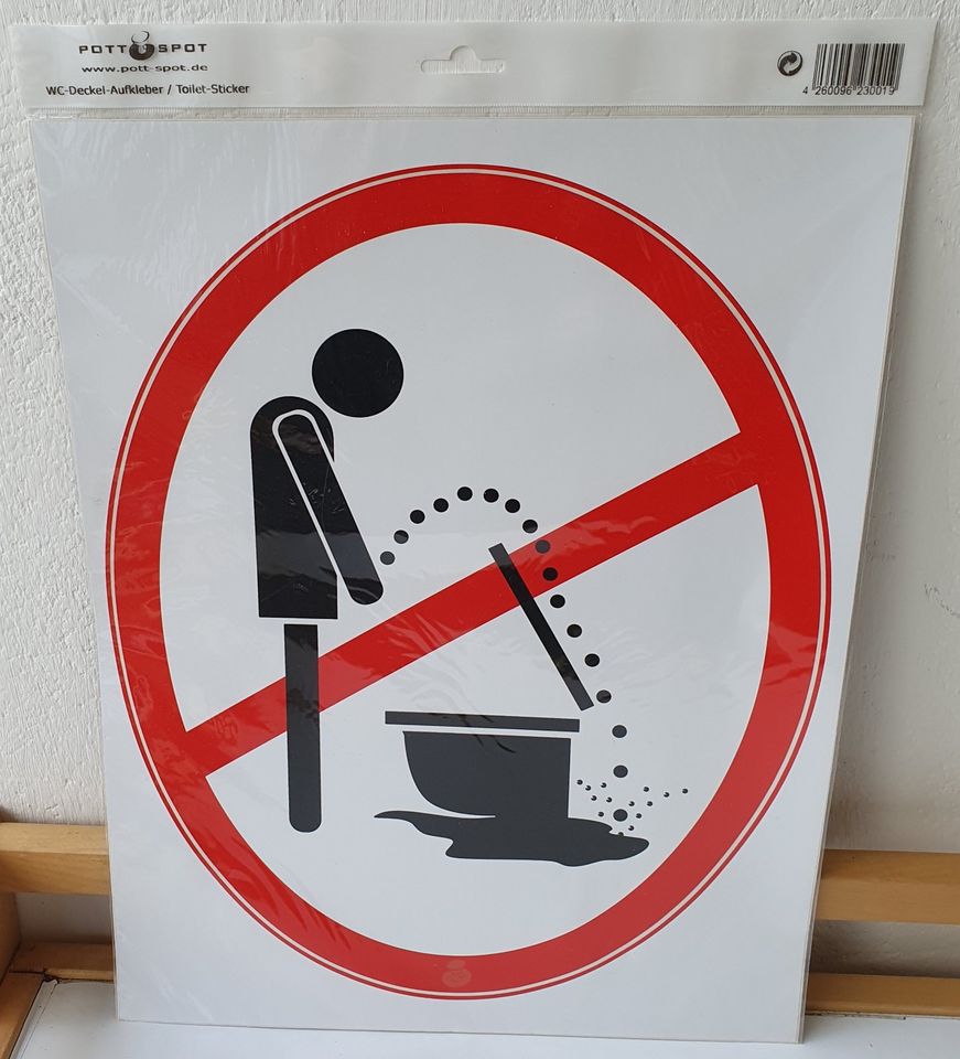 2 WC-DeckelAufkleber POTT SPOT,Piktogramm Nicht im Stehen pinkeln in Lübeck