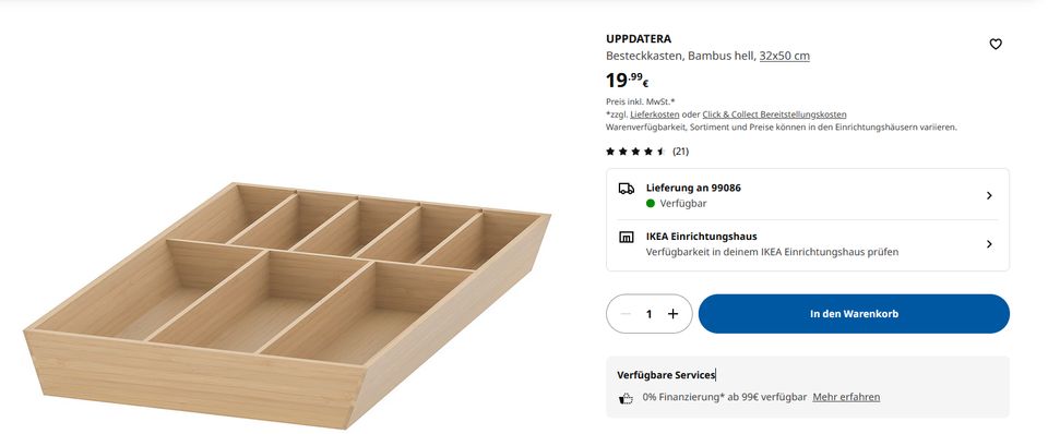 Ikea UPPDATERA/ Besteckkasten / Bambus in Erfurt