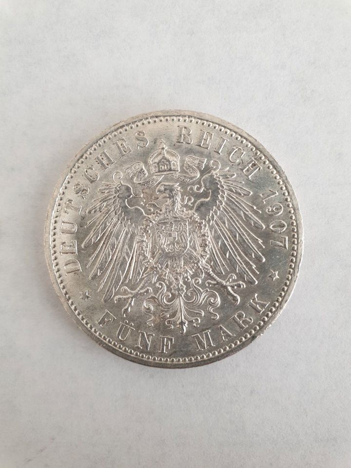 Silbermünzen 3x Deutsches Reich 5 Mark 1907,1913. in Hattersheim am Main