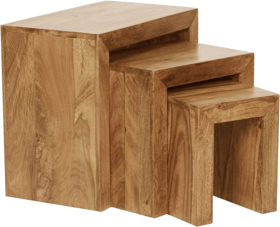 3er Set Satztisch Massiv-Holz, Couchtische, Beistelltische in Nordstrand