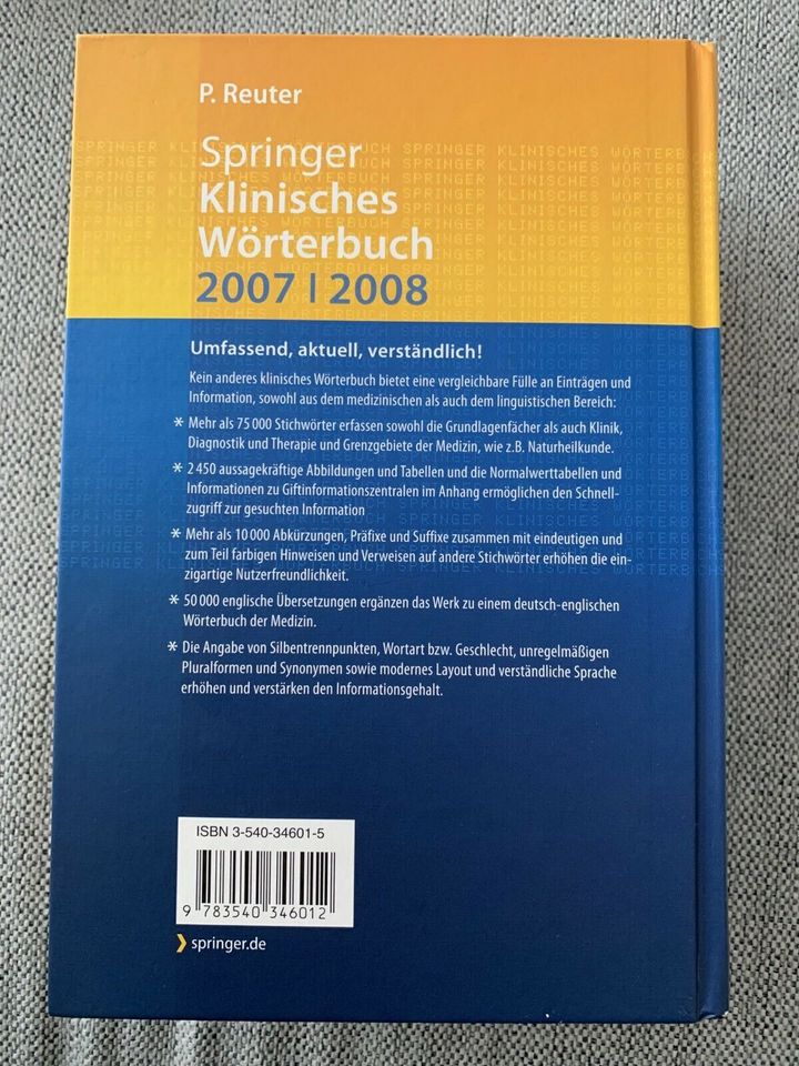 ❣️ Springer klinisches Wörterbuch 2007/2008 Reuter Medizin pflege in Memmingen