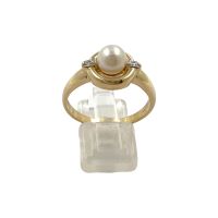 14 kt Gold Damen Ring mit 0.02 ct Diamamanten und Perle - Gr 64 Baden-Württemberg - Leimen Vorschau