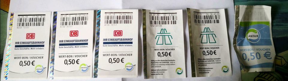 Wertbons, Sanifair-Coupon, Gutschein, Gutscheine, Voucher, DB in Bad Fallingbostel