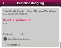 Travis Scott Tickets Köln Oberrang Sitzplatz Niedersachsen - Aurich Vorschau