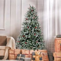 Künstlicher Weihnachtsbaum mit Kunstschnee, roten Beeren & Zapfen Niedersachsen - Weyhe Vorschau