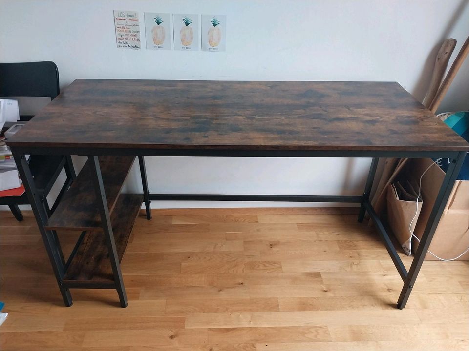 Schreibtisch Holz Metall schwarz mit 2 Ablagefächern in Köln
