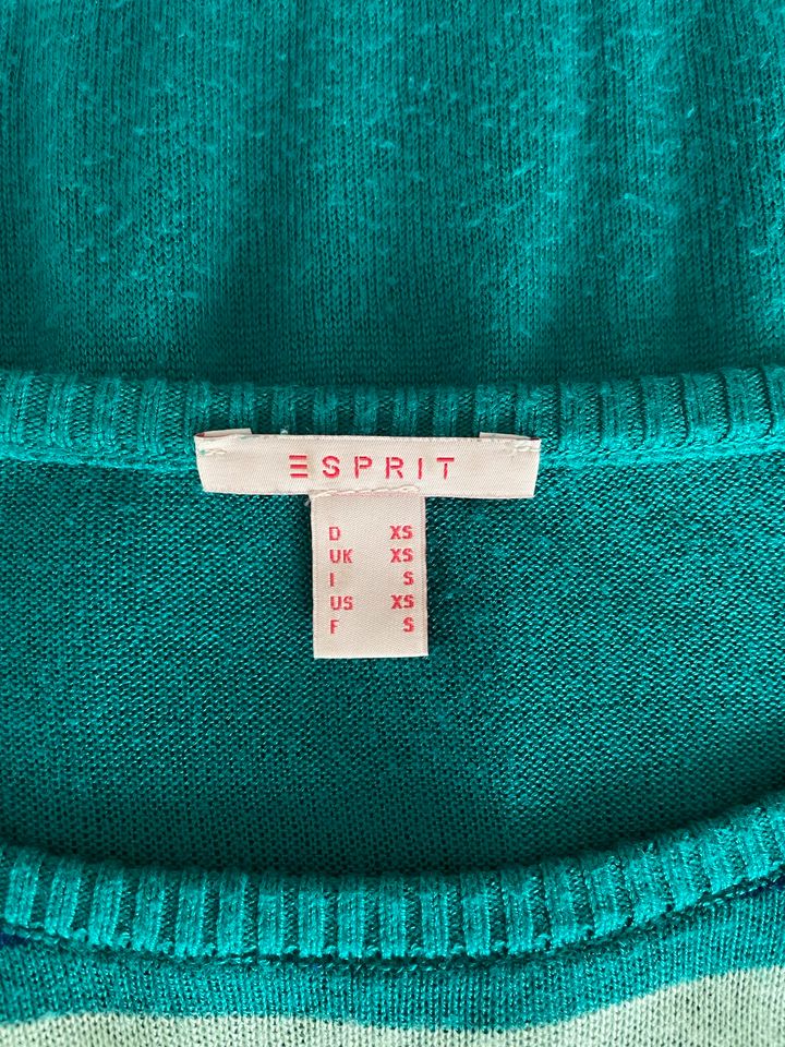 Neuwertig- Long-Pullover/Strickkleid, Esprit, blau/grün/weiß,XS-M in Meerbusch