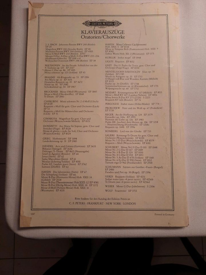 Mozart Requiem Klavierauszug, Nr. 76 Edition Peters in Hamminkeln