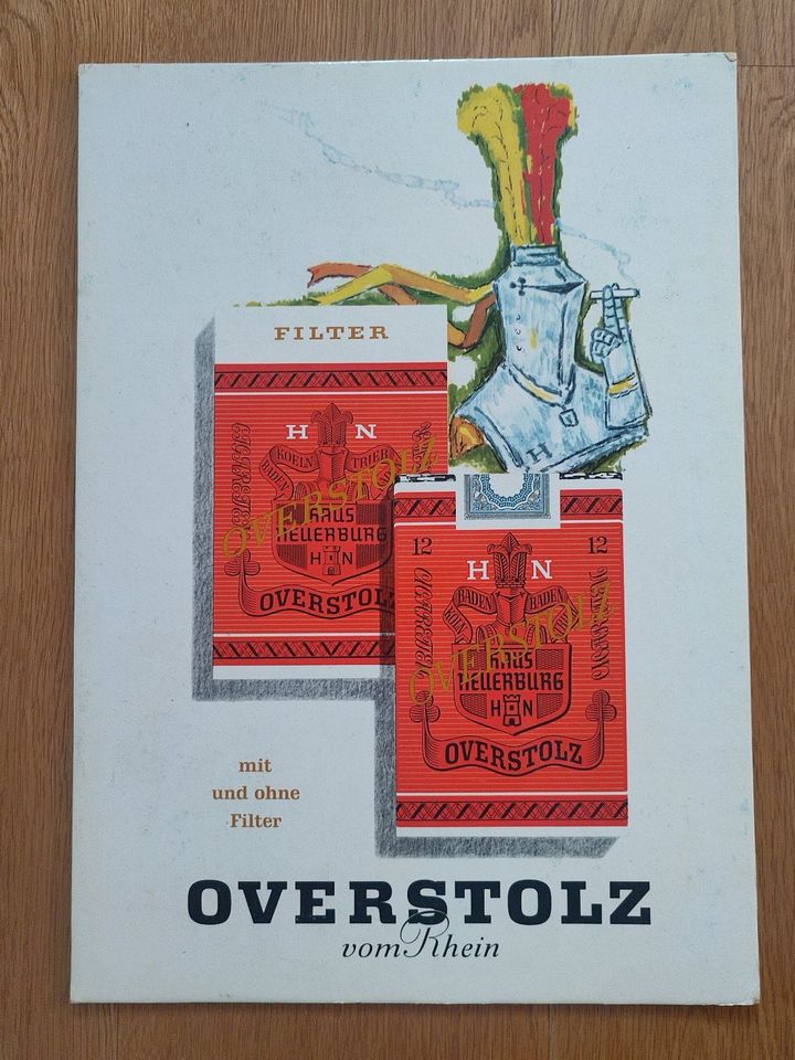 "OVERSTOLZ vom Rhein" Pappreklame 60erJahre, Top !!! in Fürth