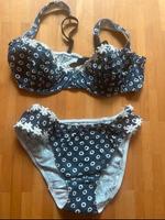 Set BH Aubade 75B dunkel blau mit Hose Blüten Stickerei in weiß Bayern - Bruckmühl Vorschau