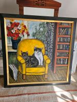 Bild Öl Gemälde Katzen mit Rahmen schwarz Gold Kunst Niedersachsen - Engelschoff Vorschau