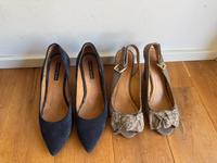 Highheels 39 Absatzschuhe Peeptoes Zara Görtz dunkelblau beige Berlin - Dahlem Vorschau