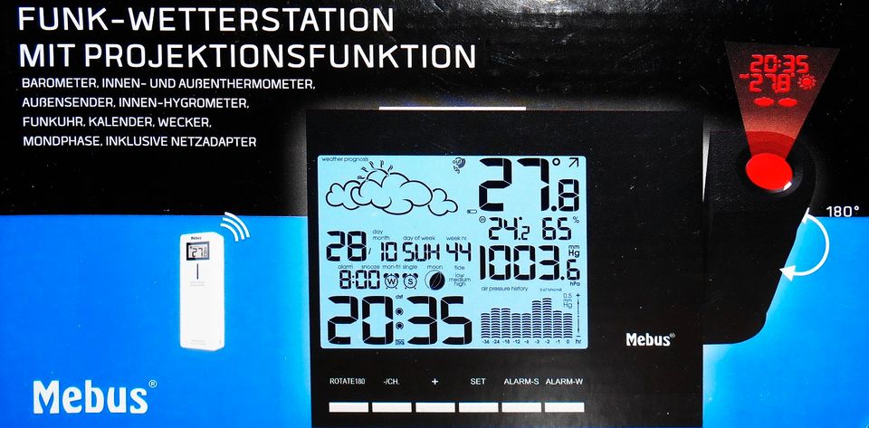 ⚠ Mebus Funkuhr Wetterstation Projektor Wetterprognose wie neu ⚠ in Ingolstadt