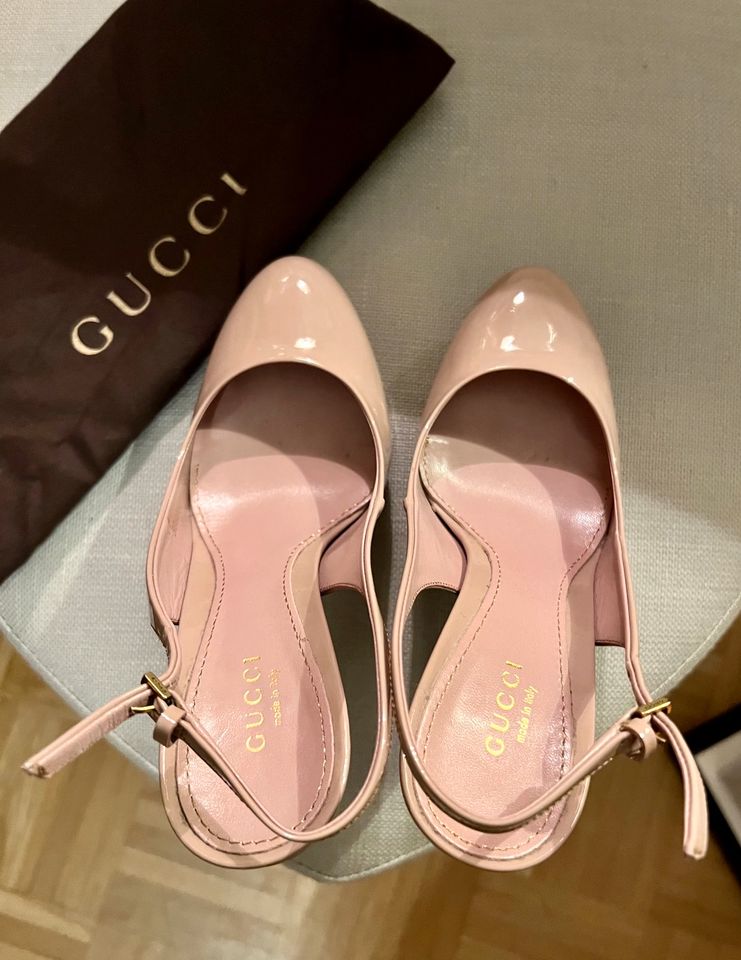 Orig. Gucci Pumps Vernice Crystal Sandalen Beige Nude in Hamburg