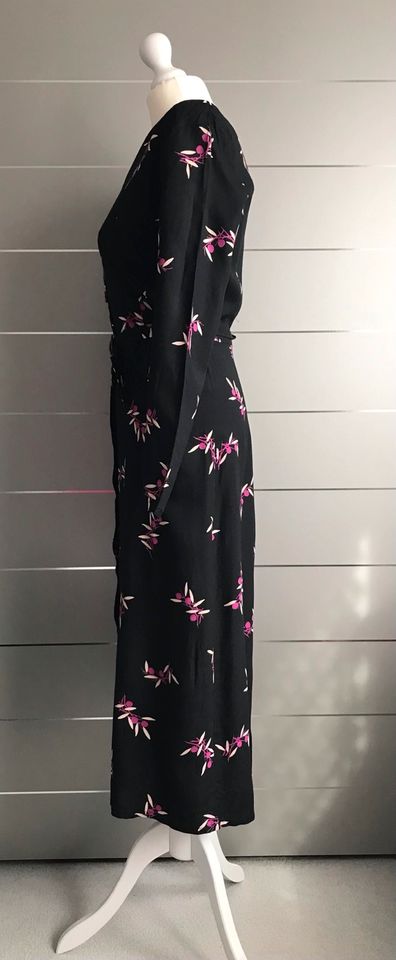 Blusenkleid / Maxikleid in schwarz-bunt, Gr. 36/38 - Handarbeit in Schöllkrippen