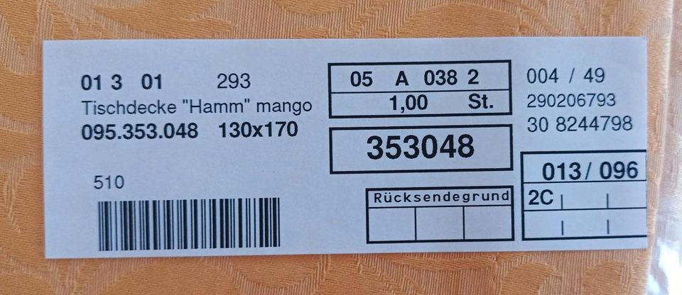 OVP Tischdecke "Hamm" 130x170cm fleckabweisend in Erzhausen