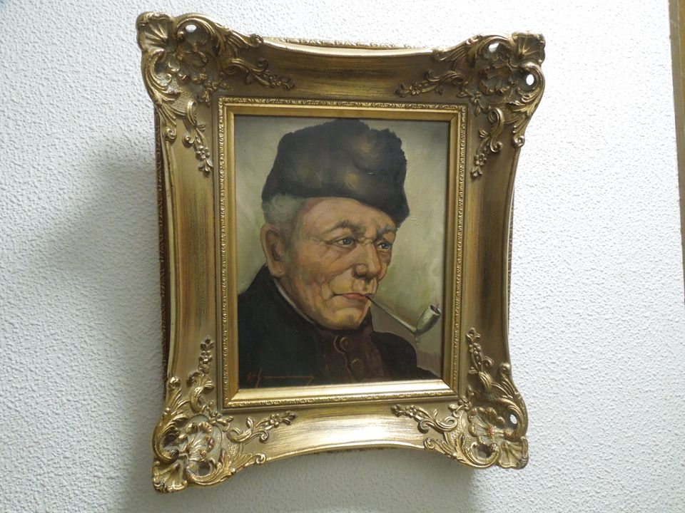 Original Ölgemälde Portrait Fischer Bauer ? auf Leinwand signiert in Geisenheim