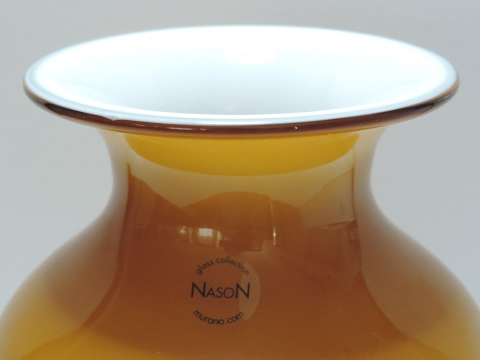 Carlo Nason  Murano Glas Vase, orange/weiß in Sottrum