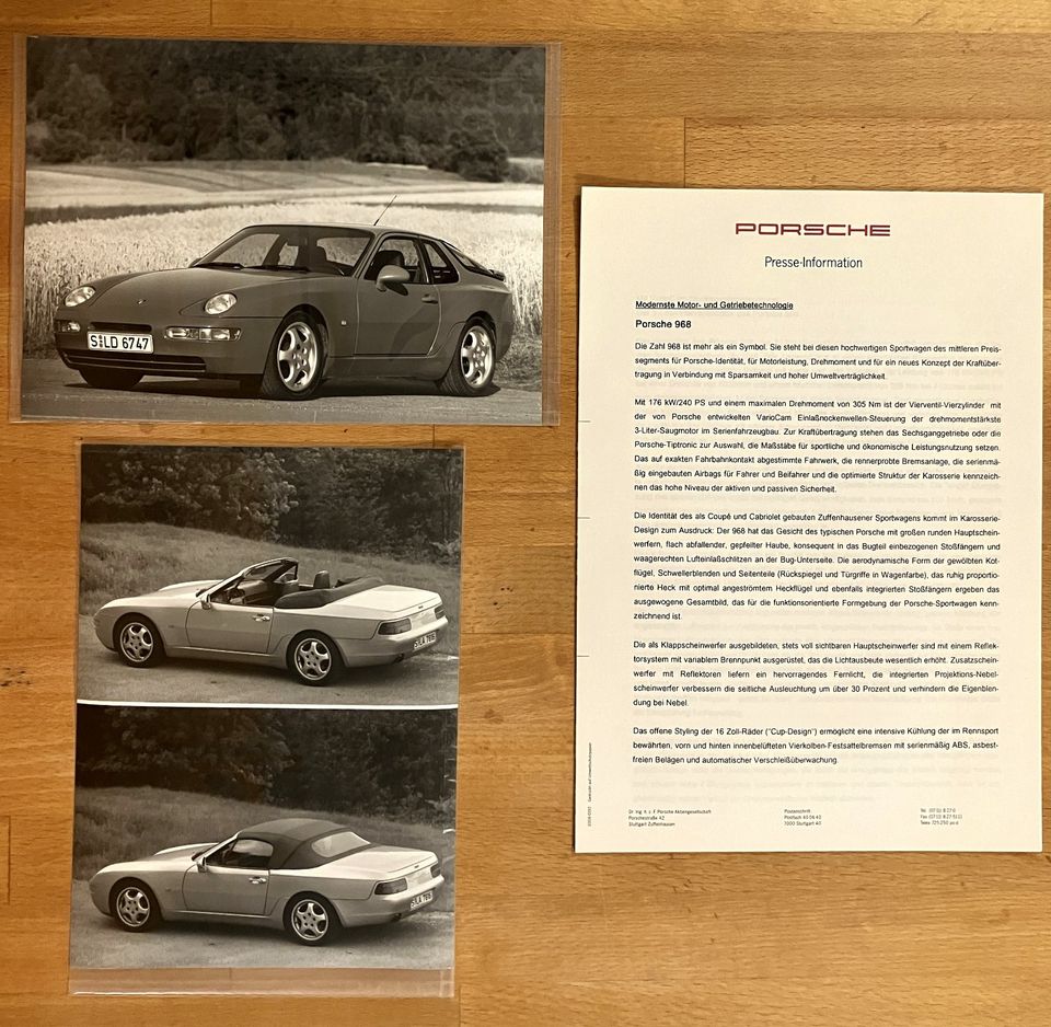 Original Pressemappe Porsche 968 und 968 Cabrio von 1993 ✅ in Neu-Isenburg